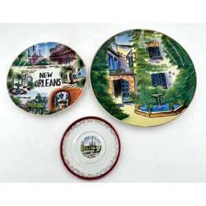Vintage New Orleans Louisiana Gallery Plate Wall Lot of 3 Souvenir Plates